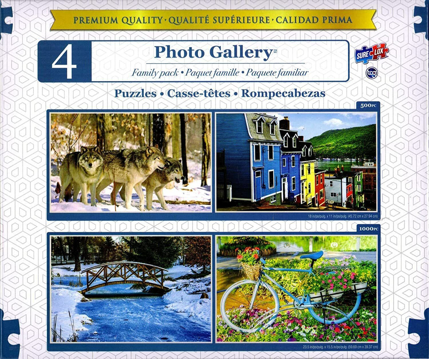 Art Gallery 4 Pack Winter in The Park & Blue Bicycle, Wolfs & St. John's -1000 Puzzle