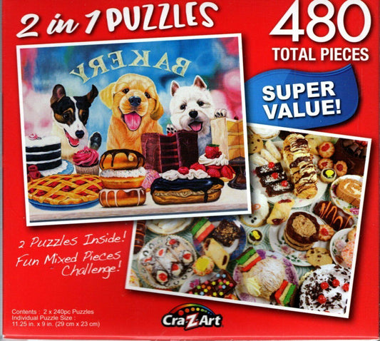 Waiting by the Window / Sweet Treats - Total 480 Piece 2 in 1 Puzzles