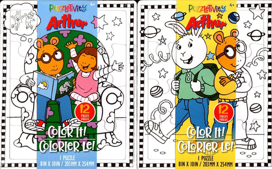 PBS Kids Arthur - 12 Pieces Coloring Puzzle (Color it) - Set of 2 Pack