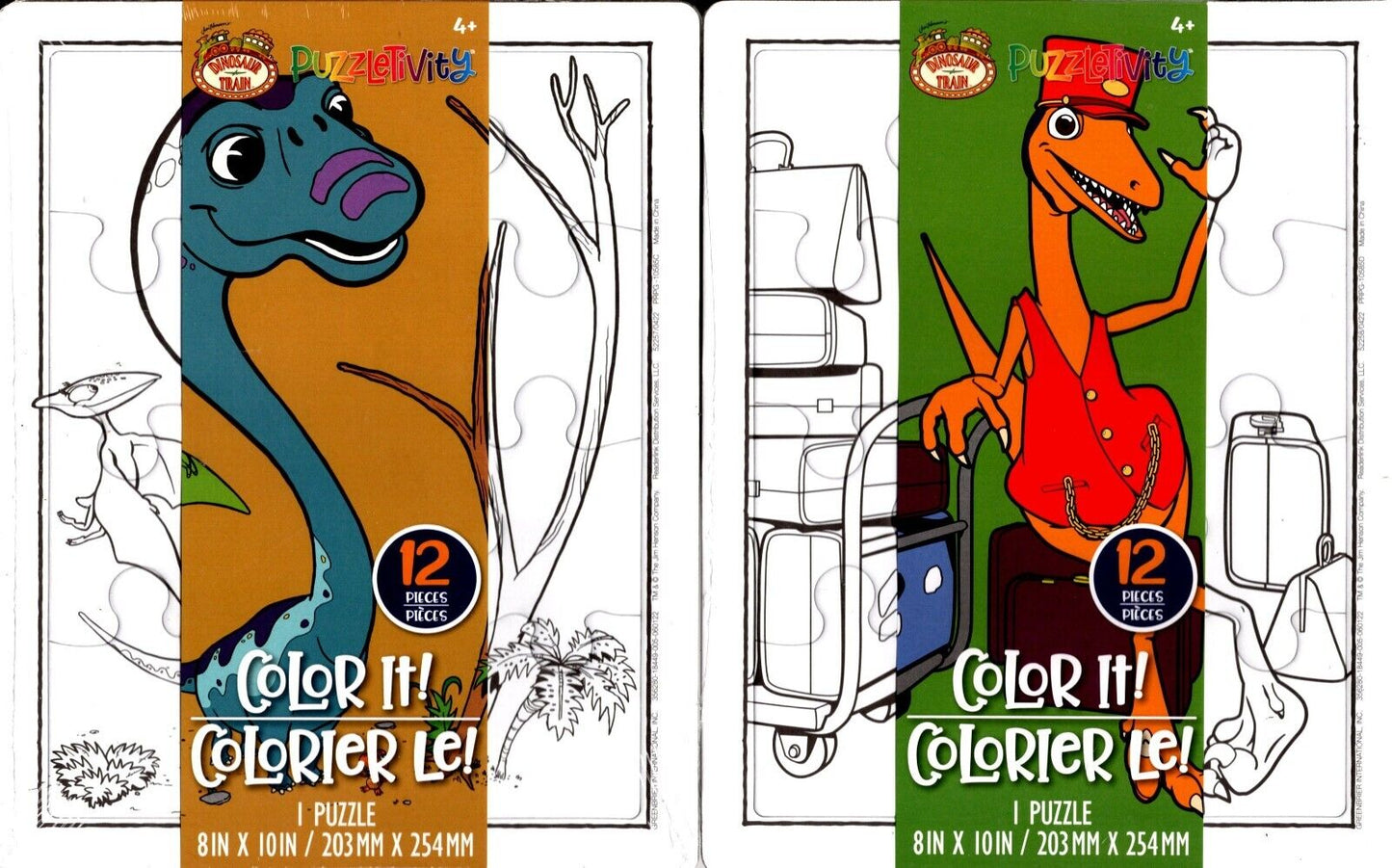 PBS Kids Dinosaur Train - 12 Pieces Coloring Puzzle (Color it) - (Set of 2) v1