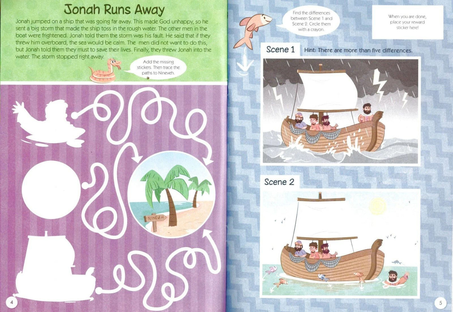 Bible Activity David, Moses, Jonah. Jesus - Sticker Book Over 80 Stickers (Set)