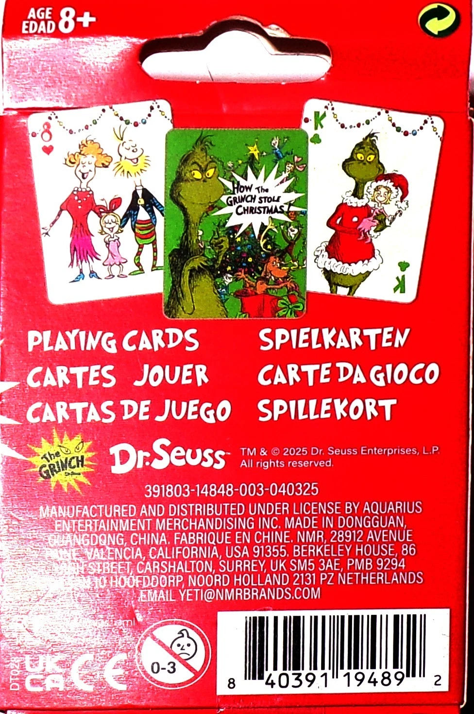 Aquarius Playing Cards - SpongeBob Square Pants & Dr. Seuss (Set of 2)