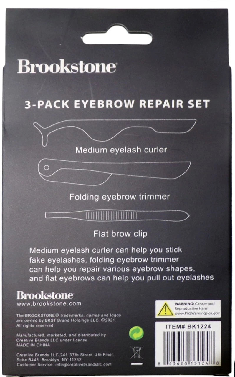 Brookstone 3-Pack Eyebrow Repair, 2 Pack Pointed Tip Scissors, Eyebrow Trimmer