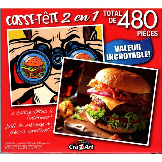 Burger Hunt / Juicy Bacon Cheeseburger - Total 480 Piece 2 in 1 Puzzles