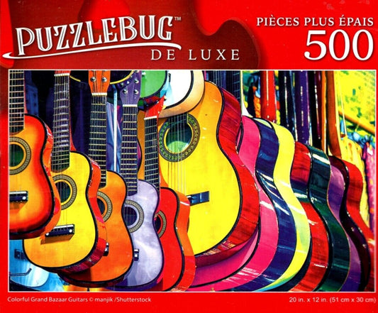Colorful Grand Bazzar Guitars - 500 Pieces Deluxe Jigsaw Puzzle