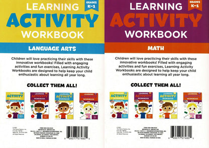 Learning Activity Workbook - Language Arts Grades K 1, Math Grades K 1 Set of 2