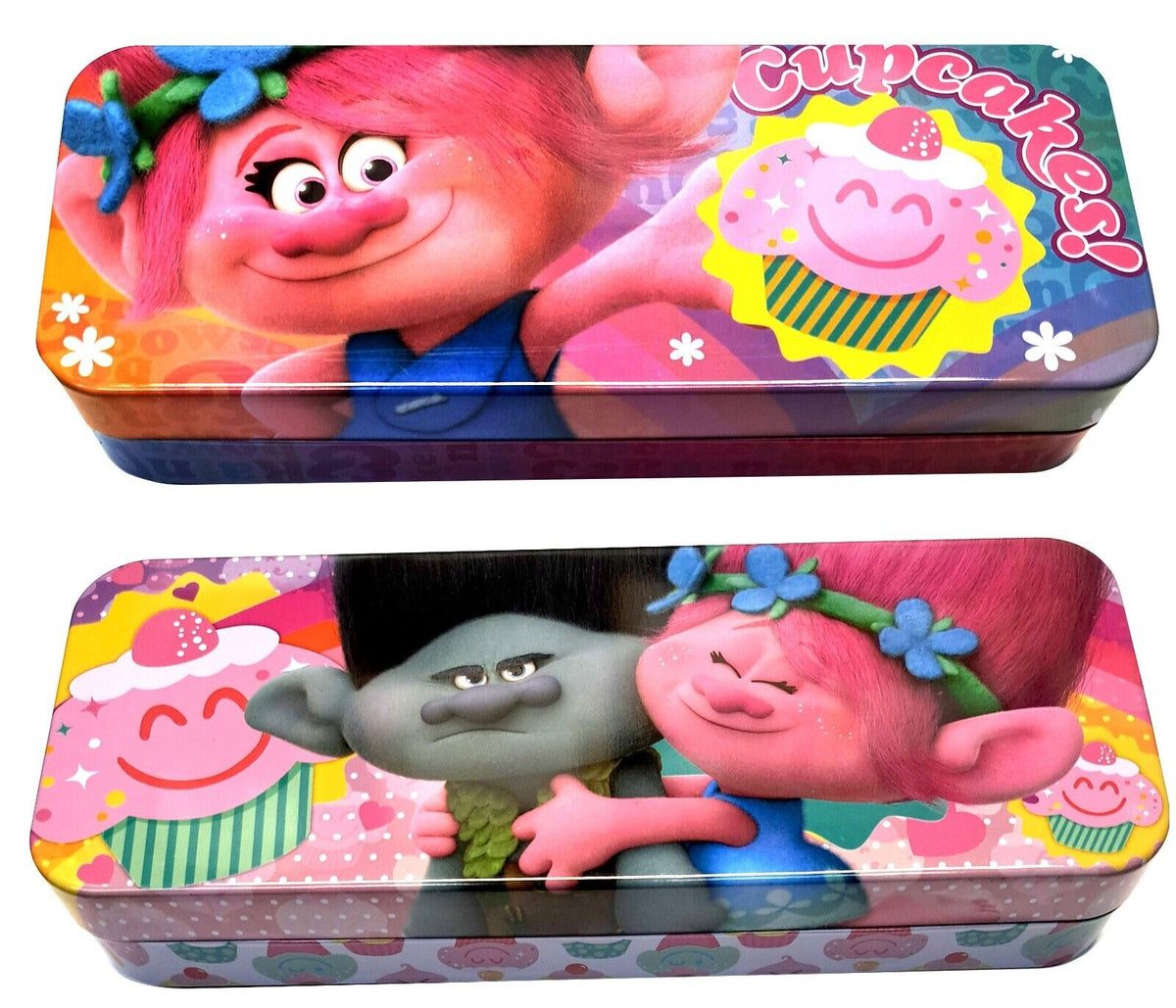 Trolls - Metal Tin Case Pencil Box Storage Set of 2 Pack