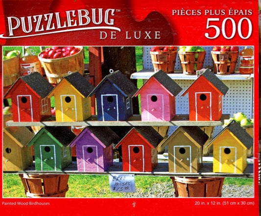 Painted Wood Birdhouses - 500 Pieces Deluxe Jigsaw Puzzle