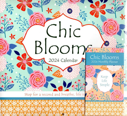 Chic Blooms - 2024 12-Month Wall Calendar + Pocket Planner (Pack of 2)