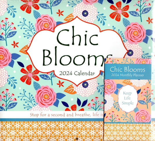 Chic Blooms - 2024 12-Month Wall Calendar + Pocket Planner (Pack of 2)