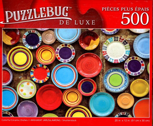 Colorful Ceramic Dishes - 500 Pieces Deluxe Jigsaw Puzzle