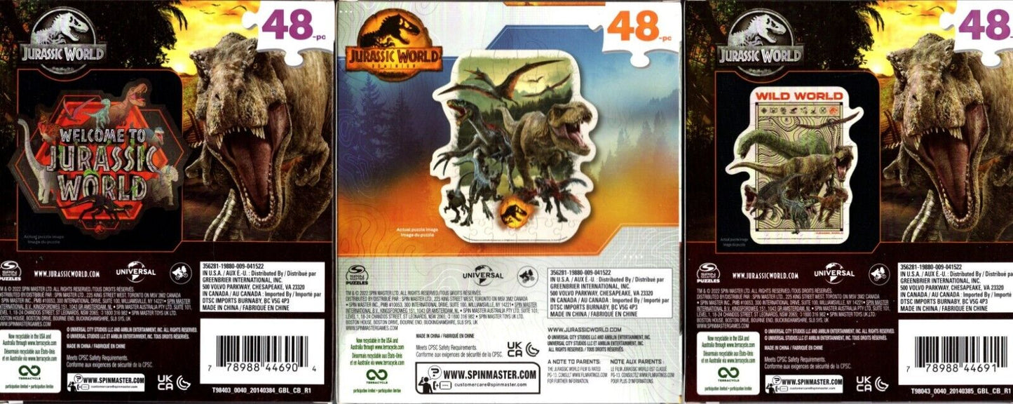 Jurassic World - 48 Shaped Puzzle Silhouette (Set of 3)