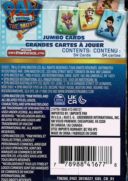 Nickelodeon Paw Patrol - Jumbo Playing Cards - Classic card games