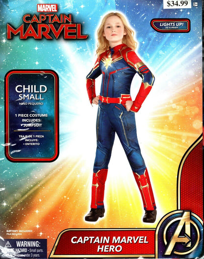 Girls Captain Marvel Superhero Costume Halloween Small Up Child