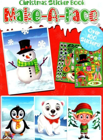 Christmas Sticker Book - Make-A-Face - Over 100 Stickers! (Set of 2 Books)