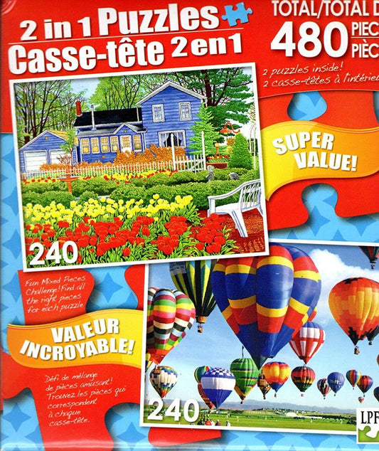 Copper Top Gardens/Balloon Take - Off, Albuquer - Total 480 Piece 2 in 1 Puzzles