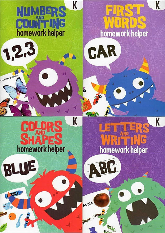 Homework Helper Educational Workbooks - Kindergarten - Set of 4 Books