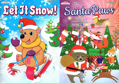 Christmas Edition Holiday - Jumbo Coloring Book - Let it Snow & Santa Paws Set