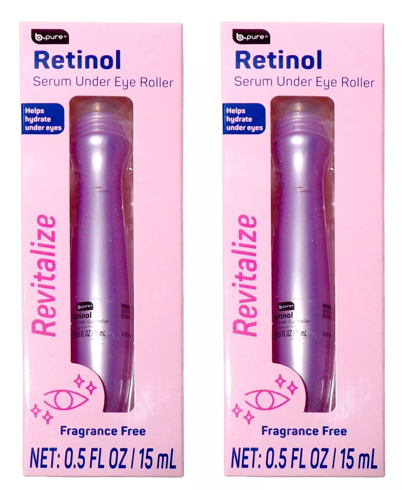 b pure Retinol Serum Under Eye Roller "Revitalize" 0.5 oz. (Set of 2)