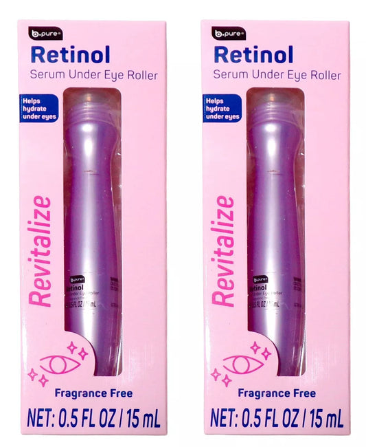 b pure Retinol Serum Under Eye Roller "Revitalize" 0.5 oz. (Set of 2)