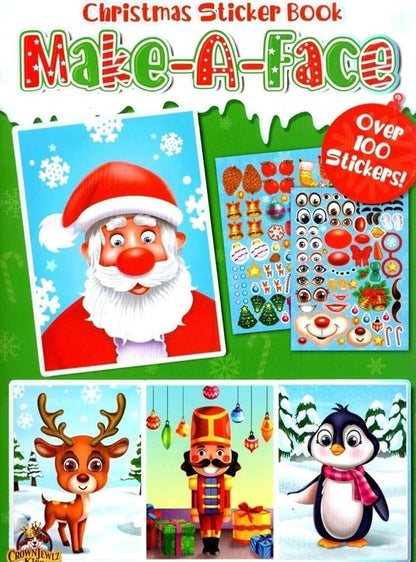 Christmas Sticker Book - Make-A-Face - Over 100 Stickers! (Set of 2 Books)