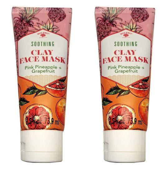 Bolero Soothing Clay Face Mask Pink Pineapple & Grapefruit 2.5fl oz Set of 2