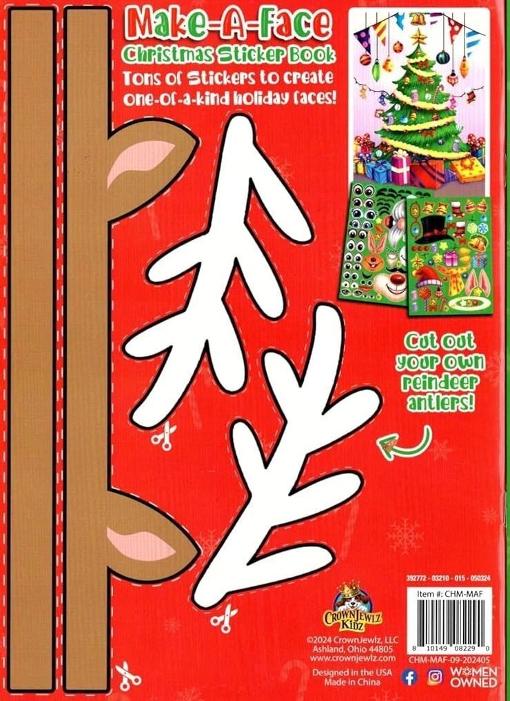 Christmas Sticker Book - Make-A-Face - Over 100 Stickers! (Set of 2 Books)