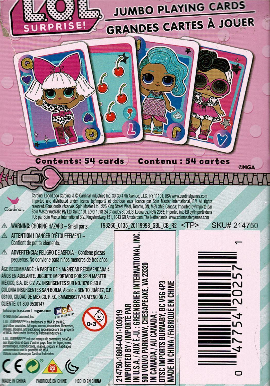 L.O.L. Surprise - Jumbo Playing Cards - Classic card games