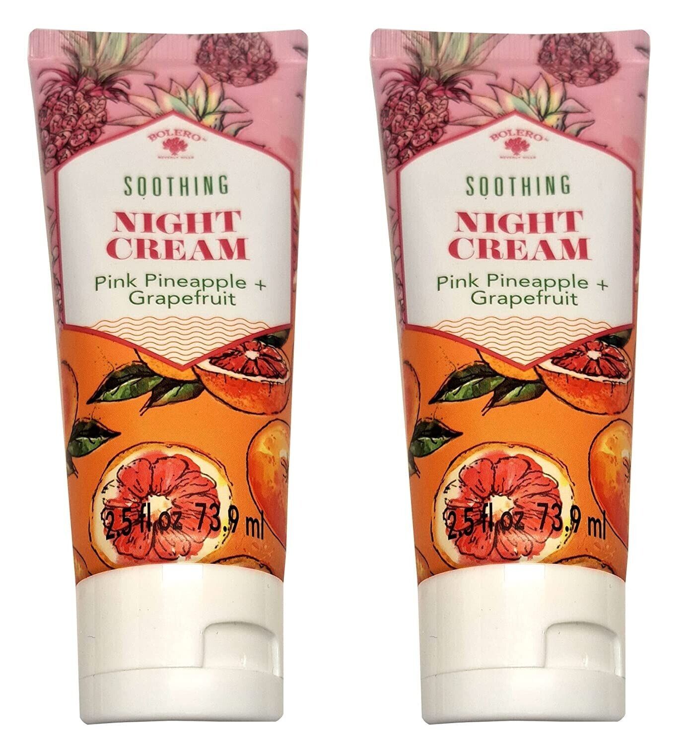 Bolero Soothing Night Cream Pink Pineapple & Grapefruit 2.5fl oz Set of 2