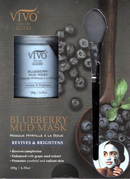 Vivo Per Lei Blueberry Mud Face Mask with Applicator 6.35oz/ 180g