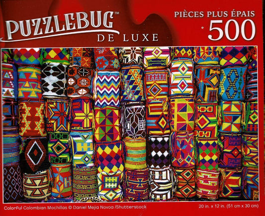 Colorful Colombian Mochillas - 500 Pieces Deluxe Jigsaw Puzzle