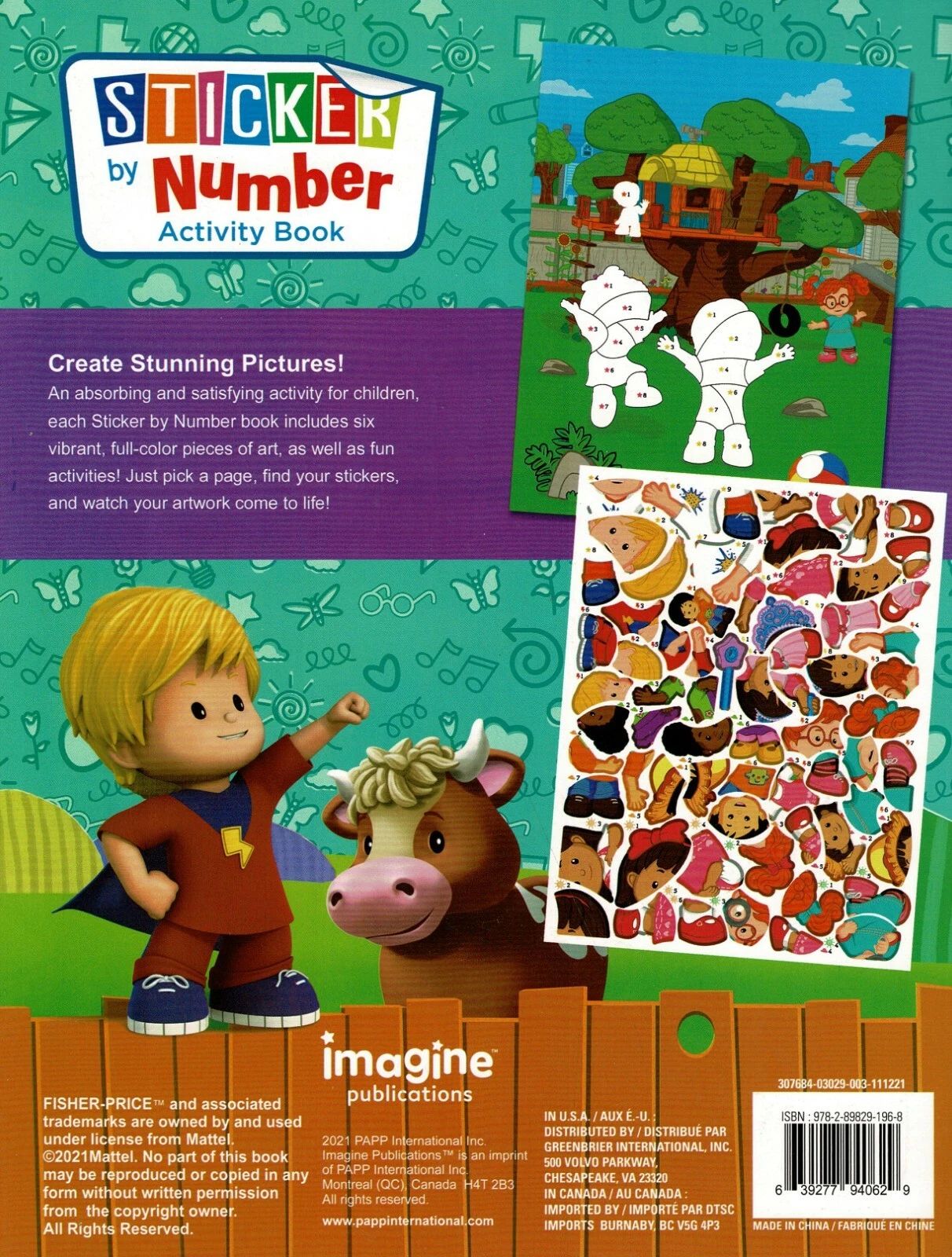 Little People, Barbie, Hot Wheels - Sticker by Number Activity Book (Set of 3)