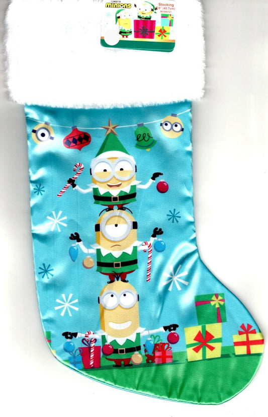 Minions - 18" Full Printed Satin Christmas Stocking with Plush Cuff