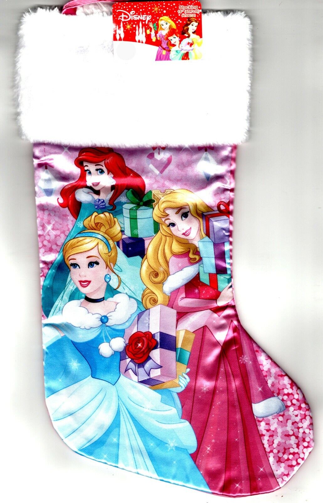 Princess - 18" Full Printed Satin Christmas Stocking with Plush Cuff