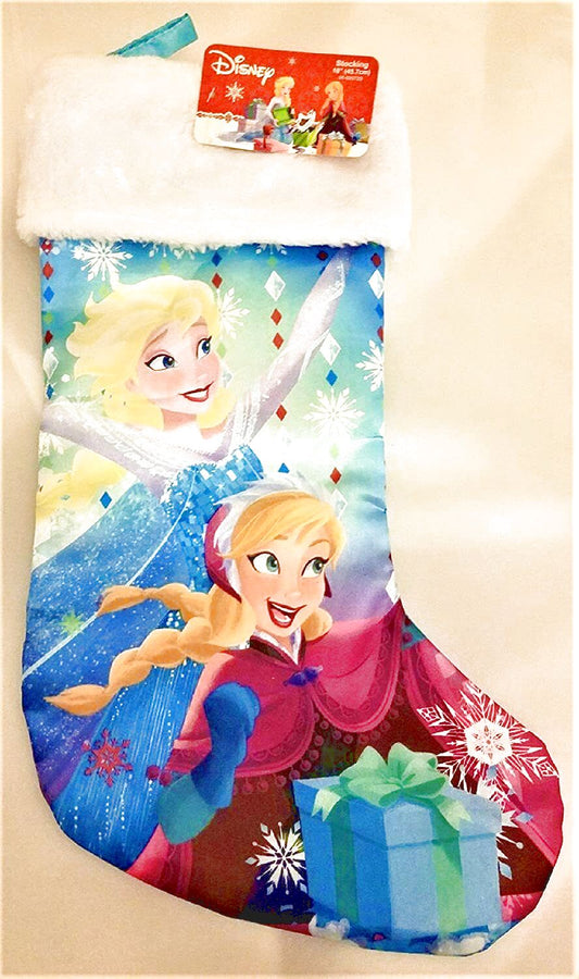 Disney Character Printed Satin Christmas Stockings, 18" (Frozen-Elsa & Anna)