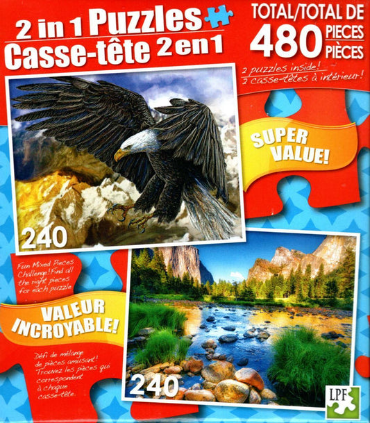 Eagle Rock / National Park - Total 480 Piece 2 in 1 Jigsaw Puzzles