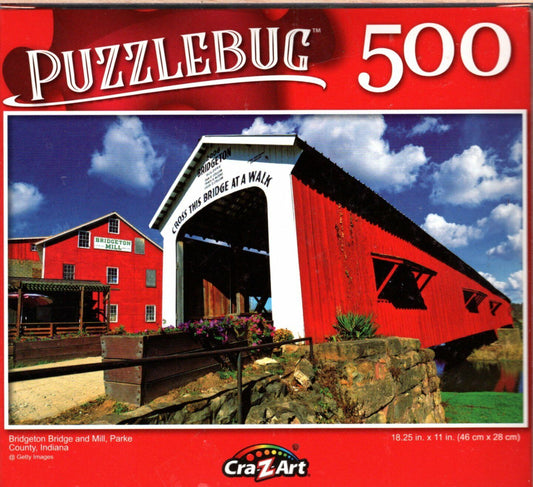Bridgeton Bridge and Mill, Parks County, Indiana - 500 Pieces Jigsaw Puzzle