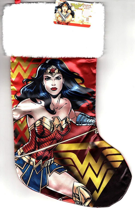 DC Comics Wonder Woman - 18" Full Printed Satin Christmas Stocking with Plush