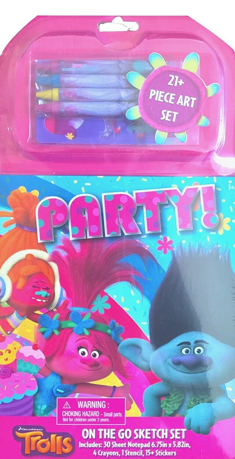 Dreamworks Trolls Children's 21 Pc Art Set On The Go Sketch Set