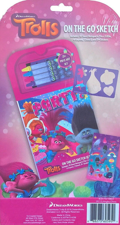 Dreamworks Trolls Children's 21 Pc Art Set On The Go Sketch Set