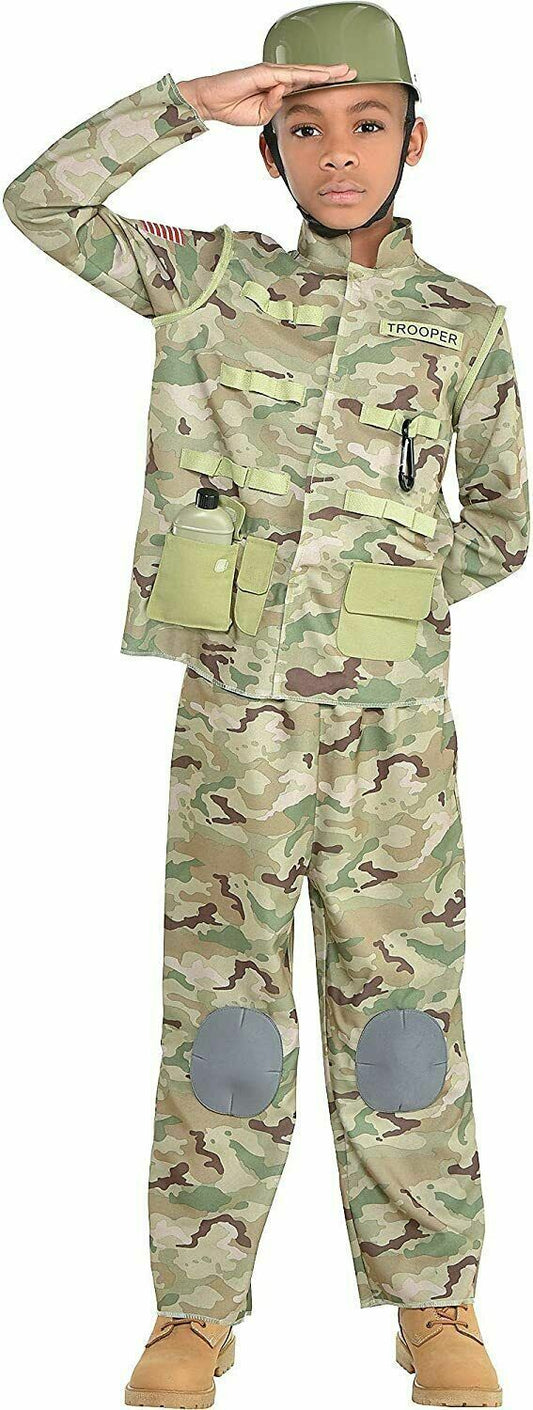Combat Soldier Camo Army Military Troop Halloween Child Costume Large 12-14