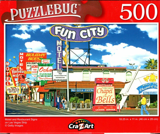 Motel and Restaurant Signs on Las Vegas Strip - 500 Pieces Jigsaw Puzzle