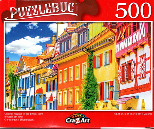Colorful Houses in The Swiss Town of Stein am Rhei - 500 Pieces Jigsaw Puzzle