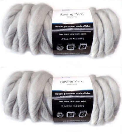 Mainstays 26 yd. Roving Yarn Pack of 2, Super Chunky, Grey color, arm knit