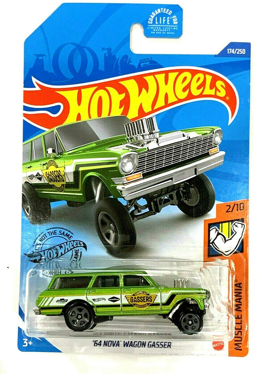 DieCast Hotwheels '64 Nova Wagon Gasser 174/250 (Green), Muscle Mania 2/10