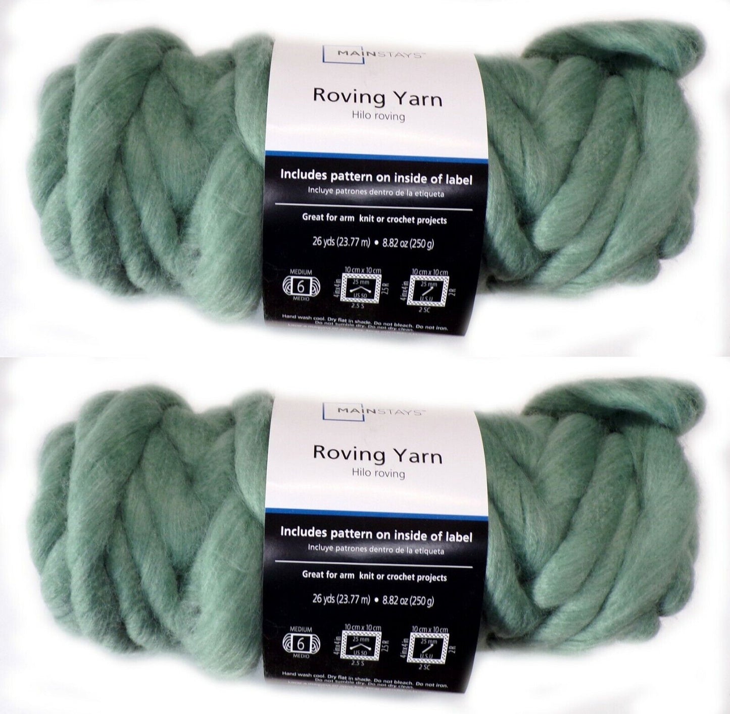 Mainstays 26 yd. Roving Yarn Pack of 2, Super Chunky, color Green, arm knit