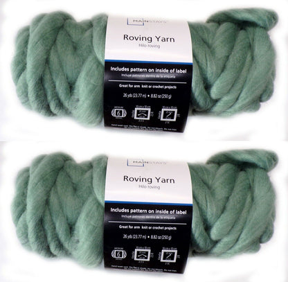 Mainstays 26 yd. Roving Yarn Pack of 2, Super Chunky, color Green, arm knit