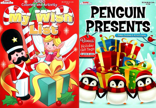 Christmas Edition Holiday Jumbo Coloring Book ~ My Wish List & Penguin Presents