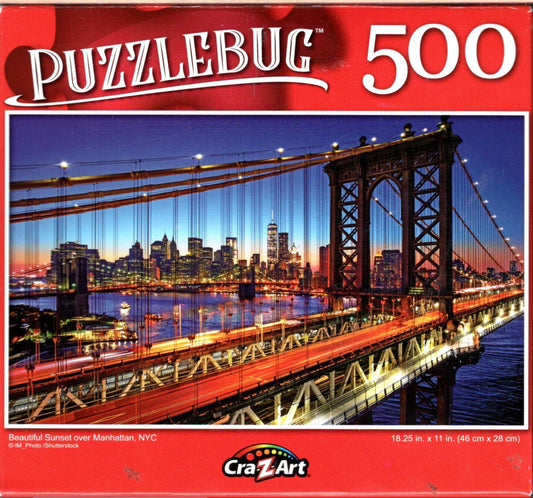 Beautiful Sunset Over Manhattan NYC - 500 Pieces Jigsaw Puzzle