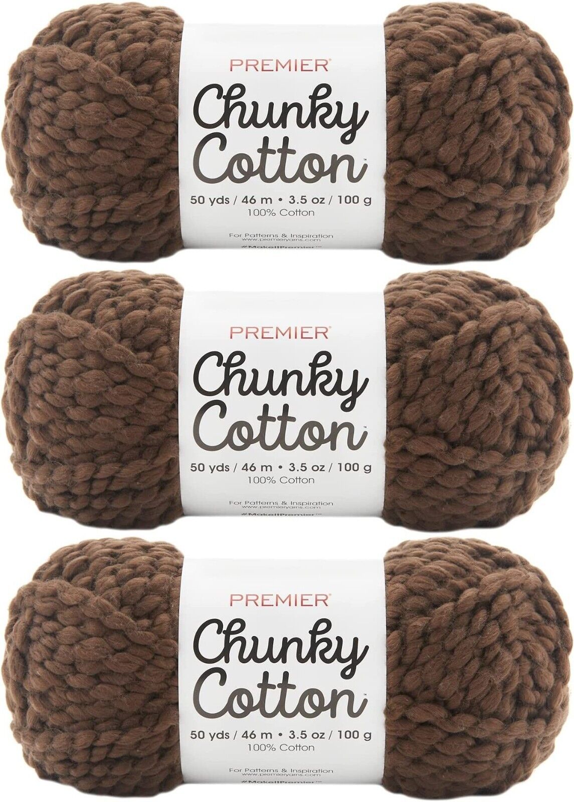 Premier Yarns Chocolate Yarn Chunky Cotton (Set of 3 Pack)